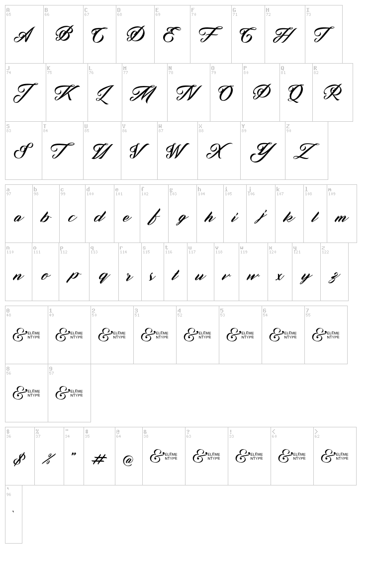 Zephan font map